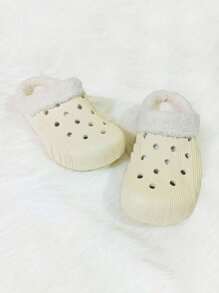 Women's Fashion Warm Thermal Lined Soft Sole Slippers, Plush Lined Comfortable Non-Slip , Couple Indoor EVA Home Slippers
