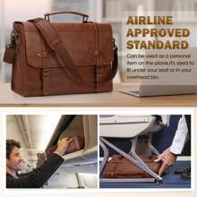 Mens Messenger Bag 17 Inch Waterproof Vintage Leather Laptop Briefcase Large Laptop Bag Satchel Bag Computer Shoulder Bag For Office Business Travel College - 棕色 - 查看 7