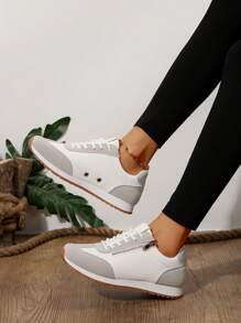 女士休闲柔软舒适轻便百搭运动鞋 - 灰色 - 查看 3