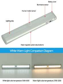 Long Strip Aluminum Alloy Infrared Induction Light LED Light Intelligent Night Light Battery Version (Excluding Battery) For Wardrobe, Cabinet, Aisle Light - White - View 8