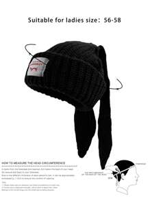 1 pièce Bonnet en tricot à oreilles de lapin style Loverboy unisexe, adapté pour les fêtes de rue, l'utilisation en extérieur pendant les saisons d'automne et d'hiver