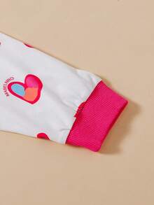 Conjunto de ropa de estar en casa con estampado de corazón para niñas, apto para todas las estaciones