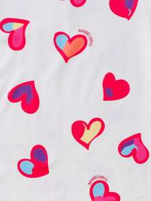 Conjunto de ropa de estar en casa con estampado de corazón para niñas, apto para todas las estaciones