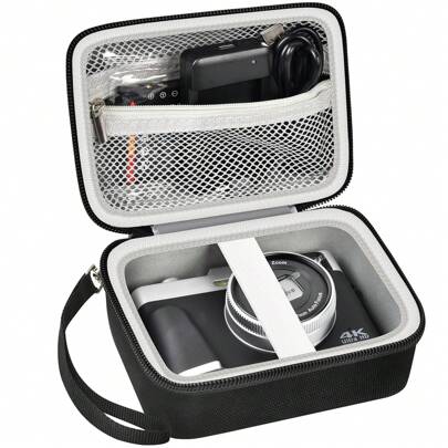 ALKOO 适用于 ZV-1/ZV-1F/ZV-1 II 数码相机的硬质便携包，也适用于 ToAuite、Lecnippy、Bifevsr、Lecran 等品牌的 4K/5K 数码相机 - 黑色外壳 + 黑色拉链（仅外壳），可用作充电器收纳包、办公必备数码相机包、数据线相机包、电子线缆整理包、移动电源收纳包、钱包式旅行相机包，是送给男士、女士和教师的圣诞礼物。