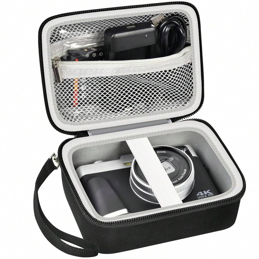 ALKOO 适用于 ZV-1/ZV-1F/ZV-1 II 数码相机的硬质便携包,也适用于 ToAuite、Lecnippy、Bifevsr、Lecran 等品牌的 4K/5K 数码相机 - 黑色外壳 + 黑色拉链(仅含外壳),可用作充电器收纳包、办公必备数码相机包、数据线相机包、电子线缆整理包、移动电源收纳包、钱包式旅行相机包,是送给男士、女士、儿童和教师的圣诞礼物。 - 黑色 - 查看 1