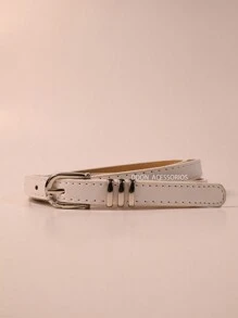 Plus Size Women's Fashion Thin Belt 130cm SILVER Buckle - trắng - Xem 1