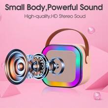 Portable Bluetooth Speaker With 2 Microphones For Karaoke - Pink - View 6