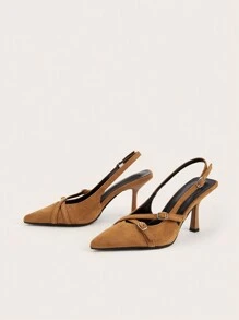 Brown Pointed Toe Criss Cross Strap Stiletto High Heel Sandals For Wedding Party