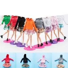 圣诞装饰 1 套时尚多色服装衬衫牛仔格子裙日常休闲装适合 11.5 英寸娃娃衣服娃娃配饰（不含娃娃） - 彩色 - 查看 1