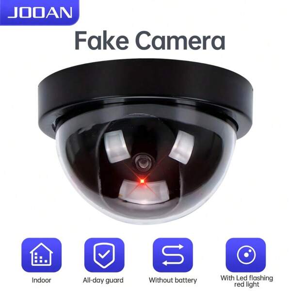 1 pièce Fausse caméra de sécurité réaliste, caméra semi-dôme simulée, étanche pour intérieur/extérieur avec voyant LED rouge clignotant, convient pour la maison et les entreprises