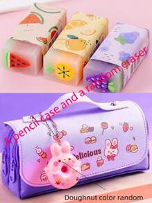 علبة قلم بتصميم دونات كبيرة السعة قابلة للفصل للطلاب في المدارس الابتدائية كوسيلة لتخفيف التوتر، من الضروريات الرجوع للمدرسة، هدية إبداعية للاحتفال باليوم الوطني والميلاد والعيد