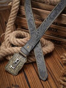 1pc Men's Western Style PU Leather Belt (Hole Punch Tool Included) - Miss - View 13