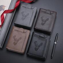 CarrKen New Men's Wallet, Fashion Deer Head Design, Casual Multi-Function Zipper Wallet, Young Student Versatile Multi-Card Holder, Men's Gift - Black - View 11
