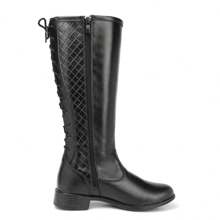 Women's Riding Boot High-Top Bootie Blogger Synthetic Leather Country Chelsea - màu đen - Xem 1