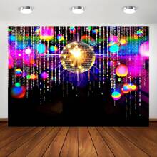 1 faixa de fundo de poliéster para festa disco - Decoração de aniversário Let's Glow Crazy, tema anos 70, 80 e 90, sem necessidade de eletricidade, acessório multiuso para cabine fotográfica, celebração de outono e inverno, Natal