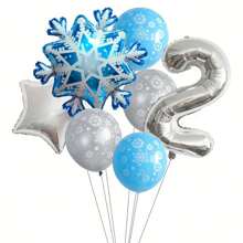 7Pcs/Set Winter Frozen Snowflake Balloon Birthday Party Decoration Snowflake Foil Balloon Set Theme Party Decoration, Indoor And Outdoor Decoration, Party Decoration Supplies, Holiday Decoration, - Multicolor - View 15