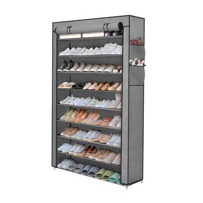 10-Tier Shoes Rack With Dustproof Cover 160 * 100 * 30cm Non-Woven Fabric Shoe Storage Cabinet Shoe Organizer Shoe Rack Stand Hold Up To 50 Pairs Of Shoes For Living Room Hallway