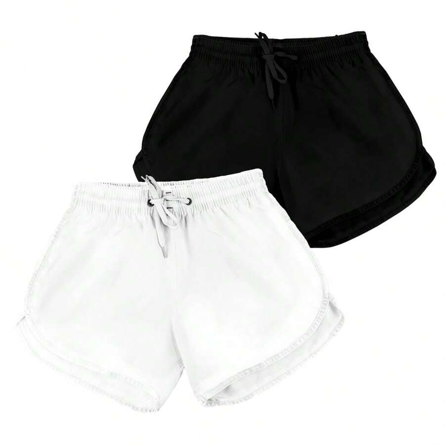 Kit 2 Women's Tactel Shorts Plain Beachwear - 白色 - 查看 1