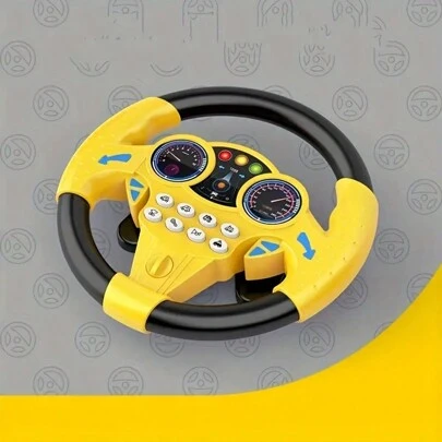 1 pieza Juguete educativo divertido para niños, volante de juguete simulado de conducción de coche con música y volante rotatorio, juguete educativo (sin batería), regalo de Halloween y Navidad