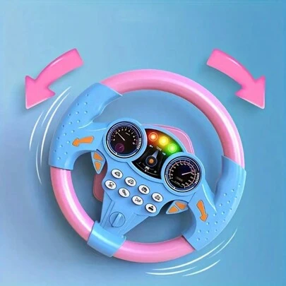 1pc Đồ chơi vô lăng giáo dục sớm vui nhộn cho trẻ em, Trò chơi lái xe mô phỏng có nhạc vô lăng xoay, Đồ chơi giáo dục (Không có pin) Quà tặng Halloween Giáng sinh