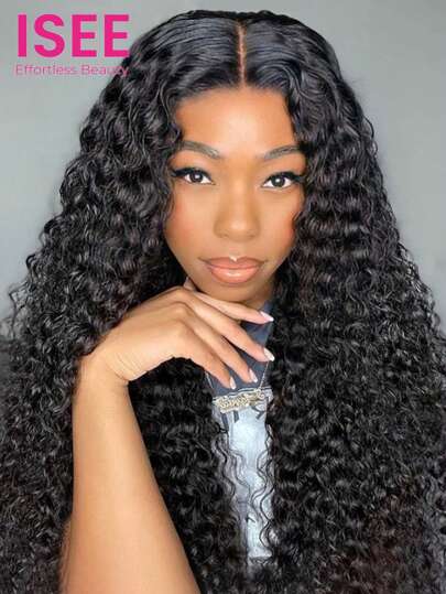 ISEE HAIR Wear Go 13x4 HD Lace Glueless Water Wave Lace Front Wigs Natural Color Pre-Plucked Pre-Cut 180% Density 18-30 Inch Human Hair Wigs High Quality For Women