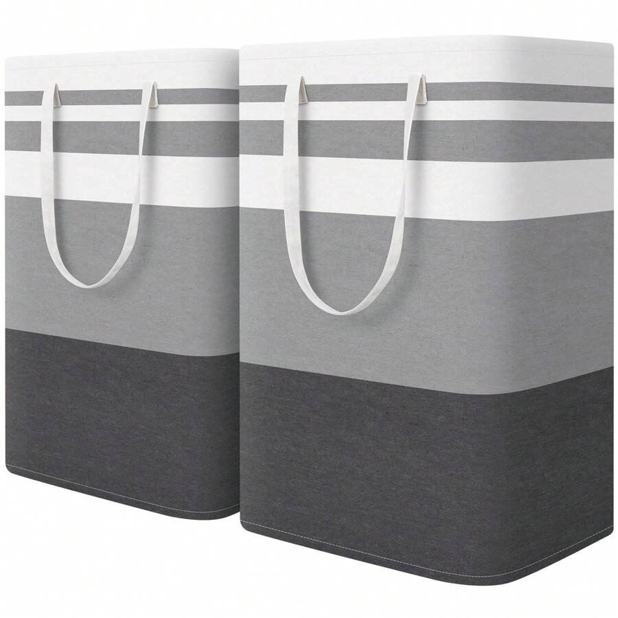 Oaoleer 2pcs Large Laundry Basket, Waterproof, Freestanding Laundry Hamper, Collapsible Tall Clothes Hamper With Extended Handles For Clothes Toys In The Dorm And Family - 2件-灰色-75L - 查看 1