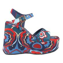 Women's Platform Wedge Sandals Open Toe Ankle Strap High Heel Wedges Heels Pattern Printed Chunky Heeled Sandals Sexy Party Comfort Casual Summer Beach Vacation Shoes - 藍色 - 查看 2