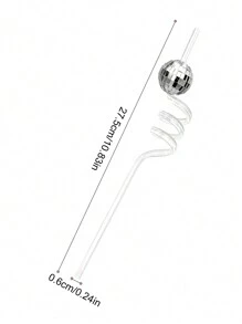 1/5/10/20pcs Reusable Plastic Disco Ball Straws, Suitable For Weddings, Parties, Birthdays Gifts,Kitchen,Christmas Gift