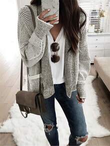 Astylish Women's Fashion Casual Cardigan Sweater With Pockets, Autumn/Winter - Grey - View 5