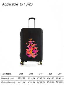 1 Piece, Custom Trolley Case Cover, Unique, Lightweight, Travel, Luggage Dustproof, Elastic, Print, Picture, Thickened, One Piece Custom, Large Capacity, Lightweight, Cute, Fashionable, Personalized, Travel, Travel Essentials, Travel Essentials, Solid Color, Large, Medium, Small, Business Trip - Black - View 2