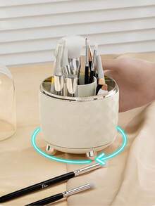 360º Portable Desktop Cosmetic Makeup Brush Holder Organizer Clear Tube Diamond - trong suốt - Xem 5