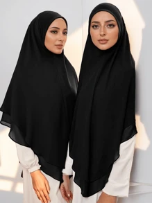 1pc Double-Layered Chiffon Instant Hijab - Multicolor - View 2