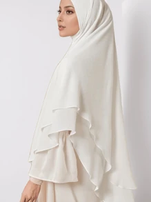 1pc Double-Layered Chiffon Instant Hijab - Multicolor - View 5