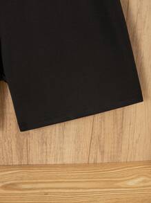 2pcs/Set Young Boy Classic Casual Bi-Color Striped Patchwork Contrast Polo Shirt And Solid Shorts Outfit - Multicolor - View 7