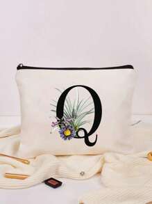 Túi vải bố (1/2 chiếc) kèm ngăn đựng mỹ phẩm, có thể tùy chỉnh họa tiết chữ cái, thích hợp làm quà tặng cho đám cưới, sinh nhật, đi biển, du lịch, dùng làm ba lô, v.v. Món quà tuyệt vời dành cho phụ nữ, mẹ, giáo viên, bạn bè, phù dâu, sinh viên. Thiết kế rộng rãi. - Đen và trắng - Xem 20