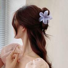 1 pieza Pinza de pelo con forma de flor de princesa para mujer, tamaño grande de 8cm/3.15in, de plástico ligero, de moda, versátil, sofisticada, elegante, sencilla, minimalista, accesorio de pinza de cabello de unicolor para uso diario, fiestas casuales, ir y venir, peinado exclusivo, recogido del cabello, lavado de cara, ducha, maquillaje, combinación de ropa, accesorio para el cabello, accesorio para vestidos, pasador de cabello, escuela, adecuado para uso diario, peinado de medio recogido para accesorios de mujer - Multicolor - Ver 2