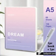 1pc, B5/A5, 136pages, Waterproof Soft PP Cover Notebook, Colorful Minimalist Diary Notebook, Lined Journal, Ideal For Office, Home, School Note Taking.