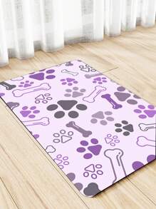 1 pieza Almohadilla para alimentar mascotas con forma de garra y patrón de hueso Inca de color lila claro, almohadilla de entrenamiento para mascotas, reutilizable y lavable para gatos y perros, almohadilla absorbente y antideslizante, almohadilla para descansar y dormir - Púrpura malva - Ver 1