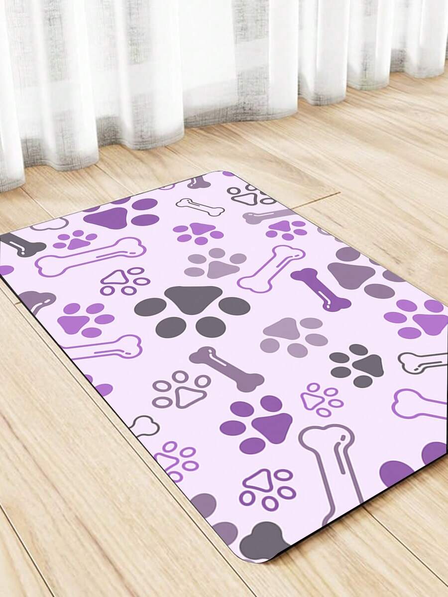 1 pieza Almohadilla para alimentar mascotas con forma de garra y patrón de hueso Inca de color lila claro, almohadilla de entrenamiento para mascotas, reutilizable y lavable para gatos y perros, almohadilla absorbente y antideslizante, almohadilla para descansar y dormir - Púrpura malva - Ver 1