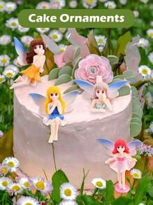 Small Fairy Figurines, Miniature Fairy Garden Accessories For Fairy Garden, Birthday Cake Topper, Flower Pot, Home Decoration,Fly Wing Figurines For Car Decor,Miniature Fairy Garden Accessories, Car Decoration, Sculpture Collection, Fairy Statue, Fairy Garden Pot Bonsai, Car Decoration, Craft Decoration Accessories - Multicolor - View 6