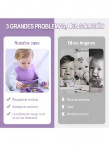 Juego De Silicona Platos Cubiertos Alimentacion Para Bebés - Morado - Ver 7