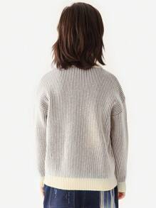 CUNYI Boys' Striped Color Block Angora Blend Thick Warm Knitted Sweater, Autumn/Winter - Grey - View 5