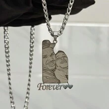 Collier photo personnalisé en acier inoxydable, collier personnalisé avec lien de 5 mm avec photo et nom personnalisés, cadeau de fête pour amis/famille. Élégant, vintage, unisexe, western, sauvage, punk. Personnalisé, unique, idéal pour lui, elle, petit ami, petite amie, papa, maman, famille, amis, fils, fille, grands-parents pour anniversaires, pour porter au quotidien, pour le bal, pour la fête des mères, pour la Saint-Valentin, pour la remise des diplômes, pour les mariages, pour la fête des pères