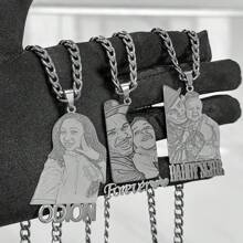 Collier photo personnalisé en acier inoxydable, collier personnalisé avec lien de 5 mm avec photo et nom personnalisés, cadeau de fête pour amis/famille. Élégant, vintage, unisexe, western, sauvage, punk. Personnalisé, unique, idéal pour lui, elle, petit ami, petite amie, papa, maman, famille, amis, fils, fille, grands-parents pour anniversaires, pour porter au quotidien, pour le bal, pour la fête des mères, pour la Saint-Valentin, pour la remise des diplômes, pour les mariages, pour la fête des pères