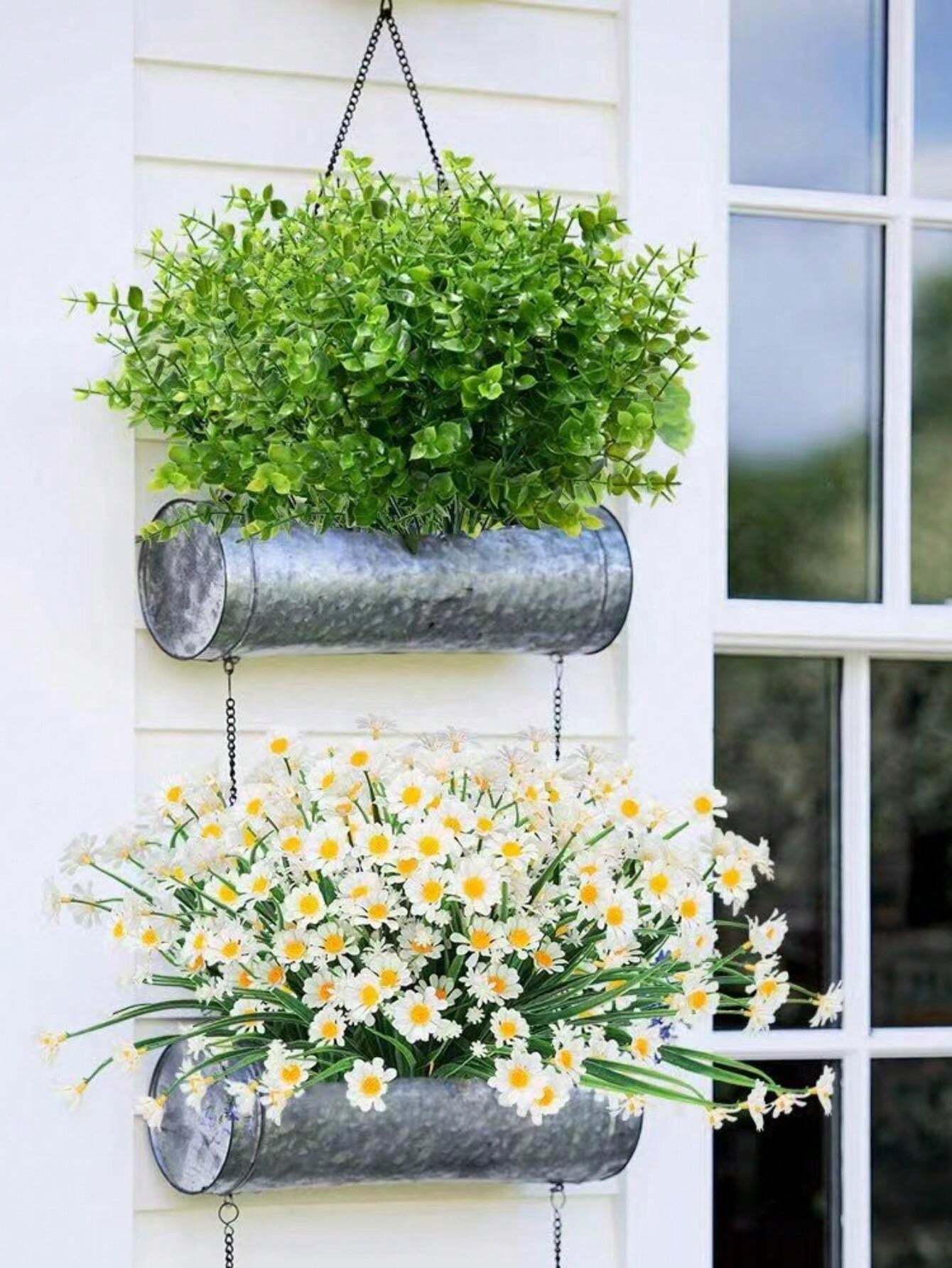 6 Bundles Outdoor Artificial Boxwood UV Resistant Fake Stems Plants