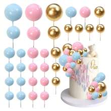 32 pièces Boules de décoration de gâteau, lot de sélection de gâteau à boule, boules de perle colorées pour décoration de gâteau, inserts pour cupcakes, décoration de gâteau pour thème de fête d'anniversaire, cadeau de mariage, décoration de gâteau