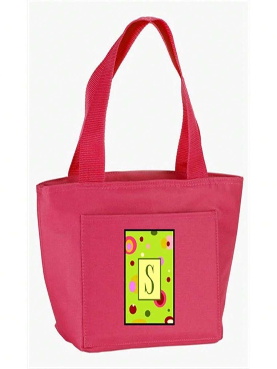 Carolines Treasures CJ1010-S-PK-8808 Monogram Letter S - Lime Green Zippered Insulated School Washable And Stylish Lunch Bag Cooler - 綠色 - 查看 1
