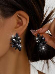 1 Pair Bohemian Alloy Inlaid Glass Diamond Fancy Earrings, High-End Elegant Sophisticated Luxurious Exaggerated For Women