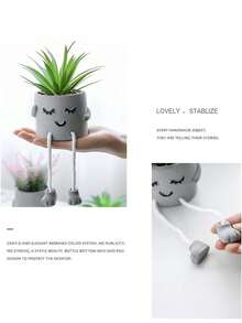Bộ 3 chậu cây nhân tạo, cây mọng nước mô phỏng với chậu gốm trang trí nhà cửa cho tiệc cưới lễ hội - màu xanh lá - Xem 5