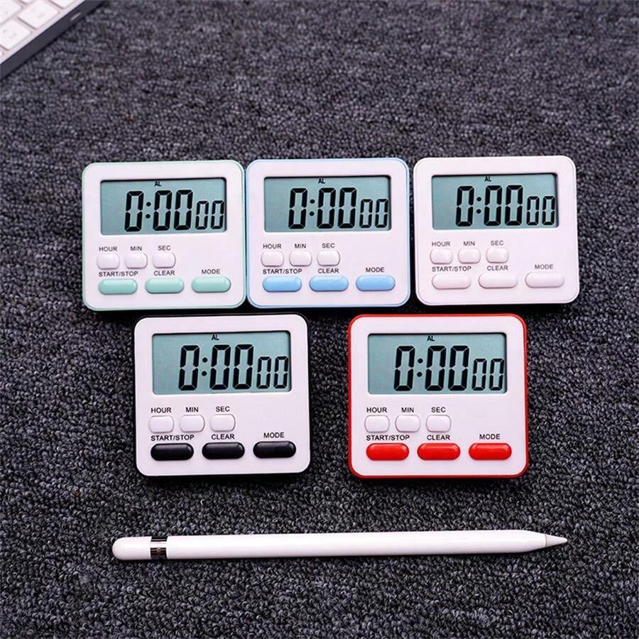 1 pieza Temporizador con función de cuenta regresiva y cronómetro, modo silencioso, apto para cocina, estudio, deportes, sueño, con soporte y orificio para colgar - Multicolor - Ver 1